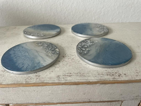 Circular Resin Epoxy Coasters Set of 4 Hand made