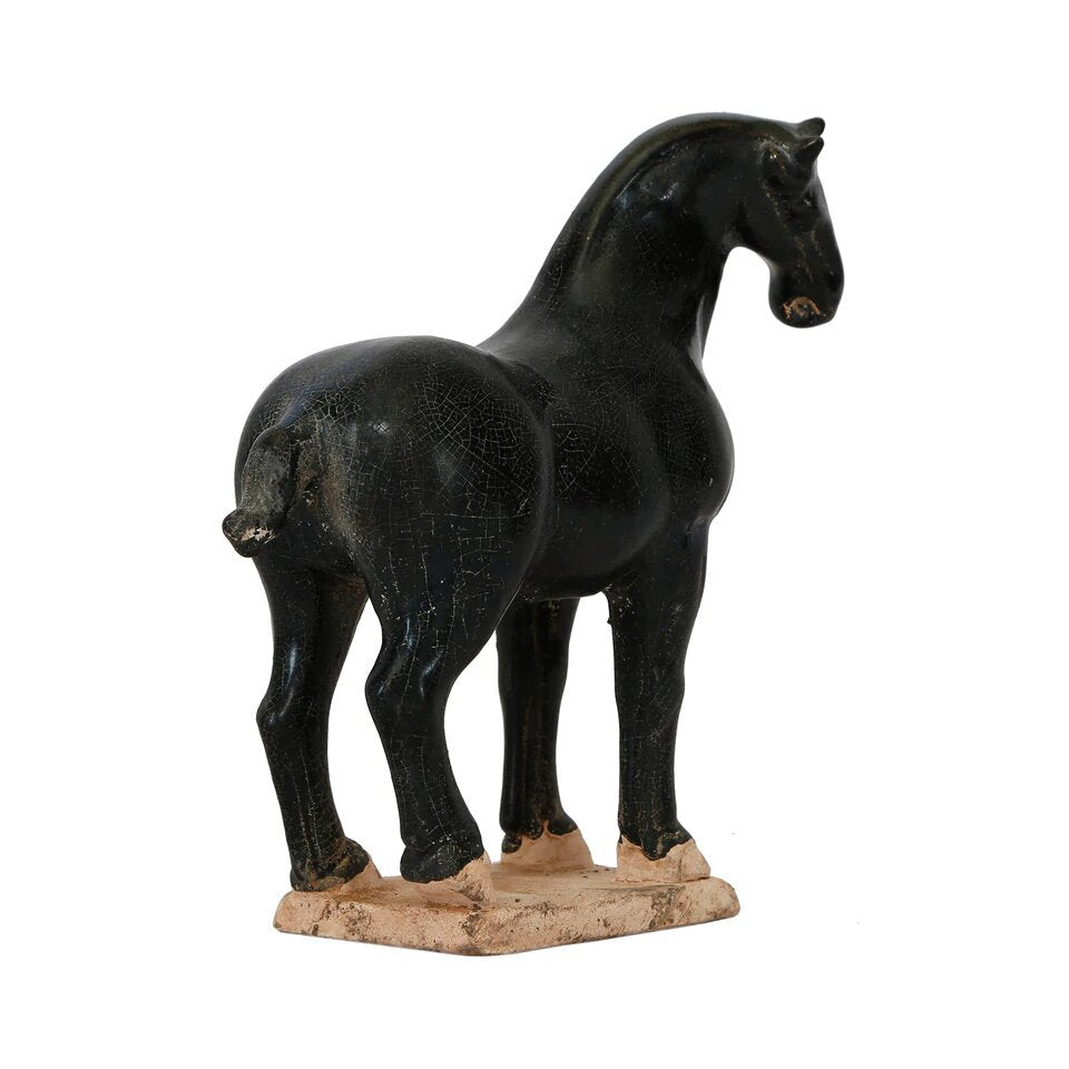 Ceramic Black Stallion Small horse ( handmade ).