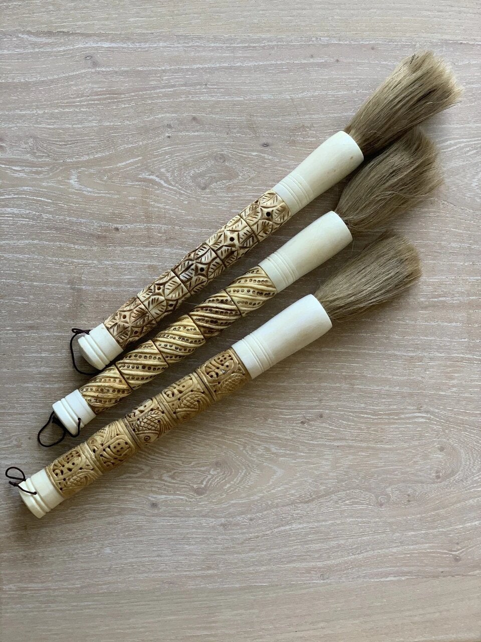 Natural hotsell Bone Calligraphy Brush with Flowing Water Pattern