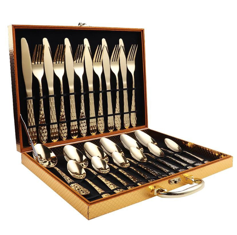Mirror Polishing Stainless Steel Flatware Set Of 24 pcs ( SILVER ).