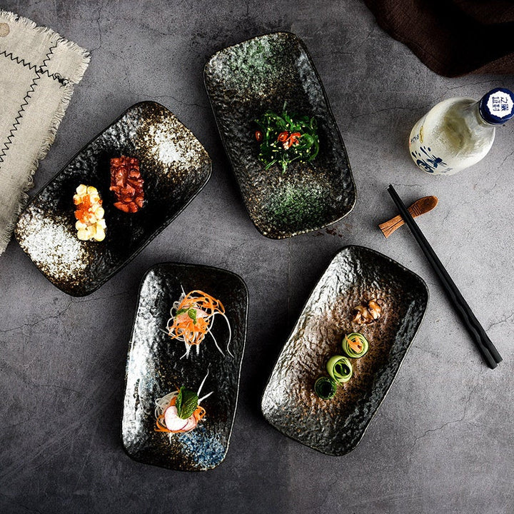 Sushi Dishes Stone Grain Ceramic  (SET OF 4 ).