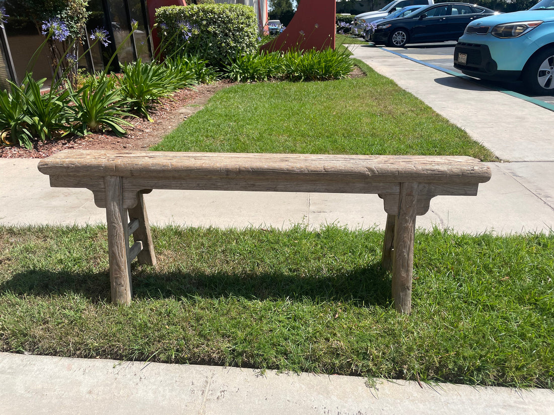 Antique Rustic Vintage Noodle Bench with Front Panel Scholars Bench (handmade).