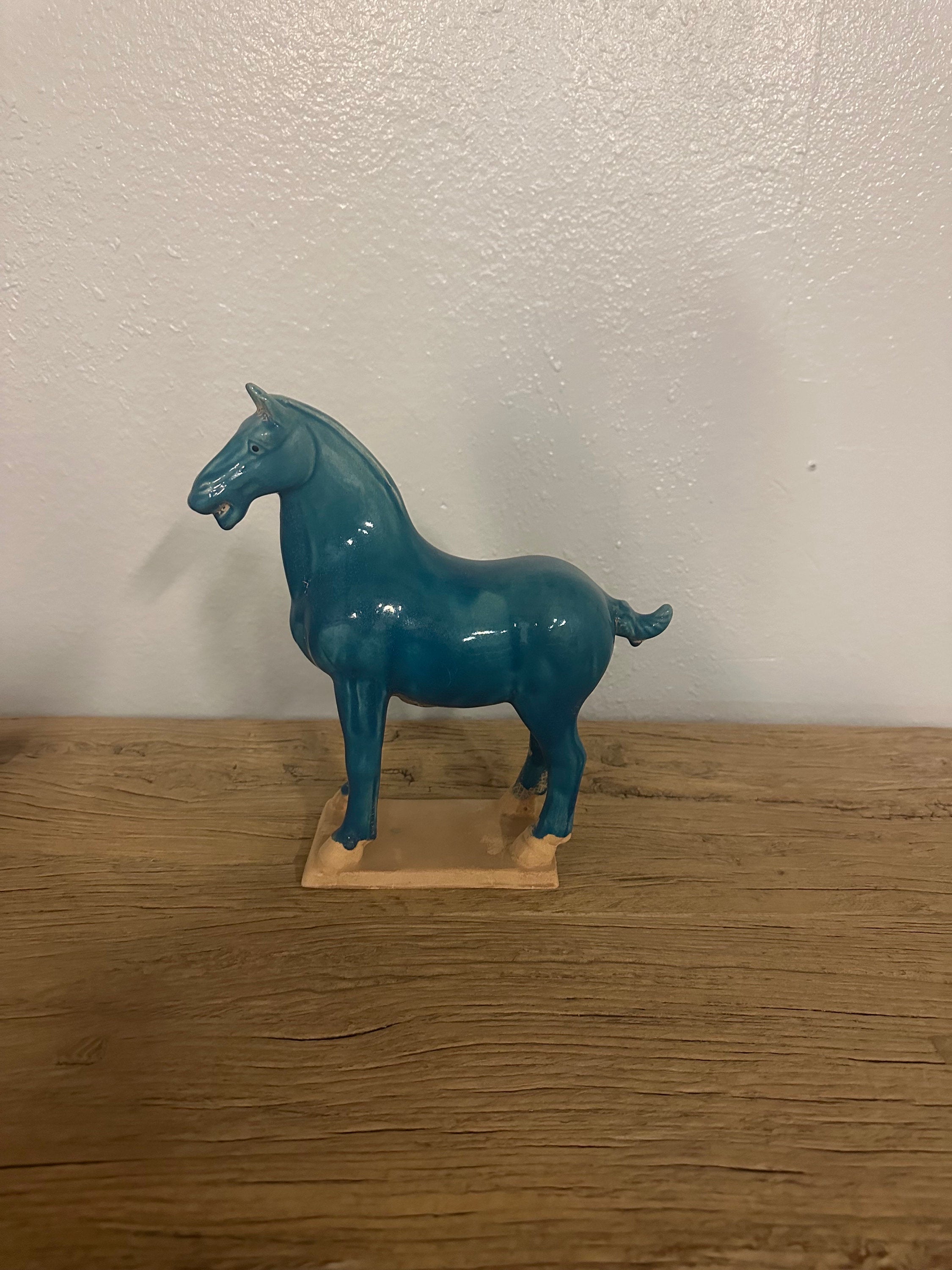 Ceramic Soft Aqua Horse Stallion Small ( handmade )