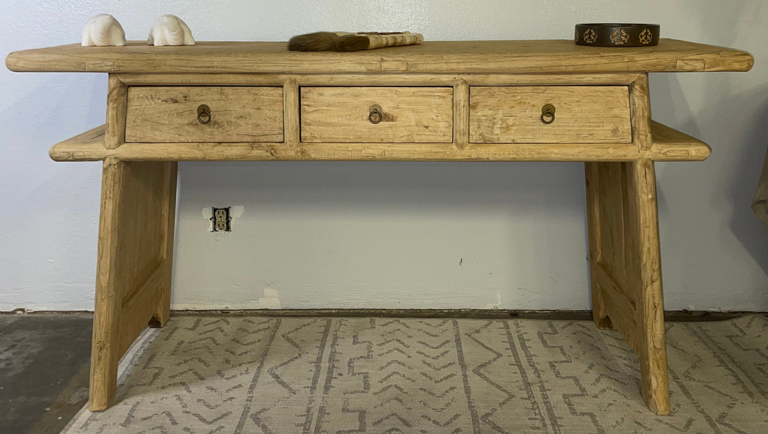 Handmade Vintage Console Table with Three drawers Natural pine (around 5ft )