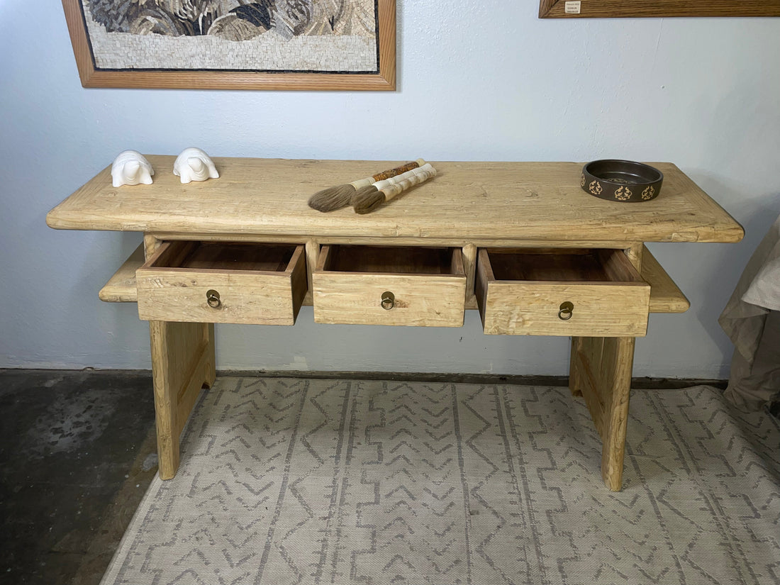 Handmade Vintage Console Table with Three drawers Natural pine (around 5ft )