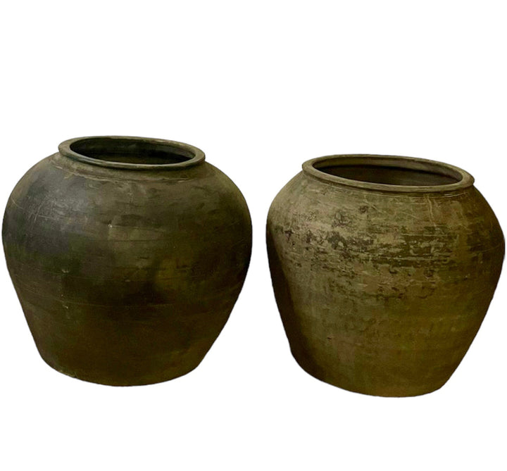 Handmade Wide Earthy Gray Pottery Pot ( Multiple Sizes )