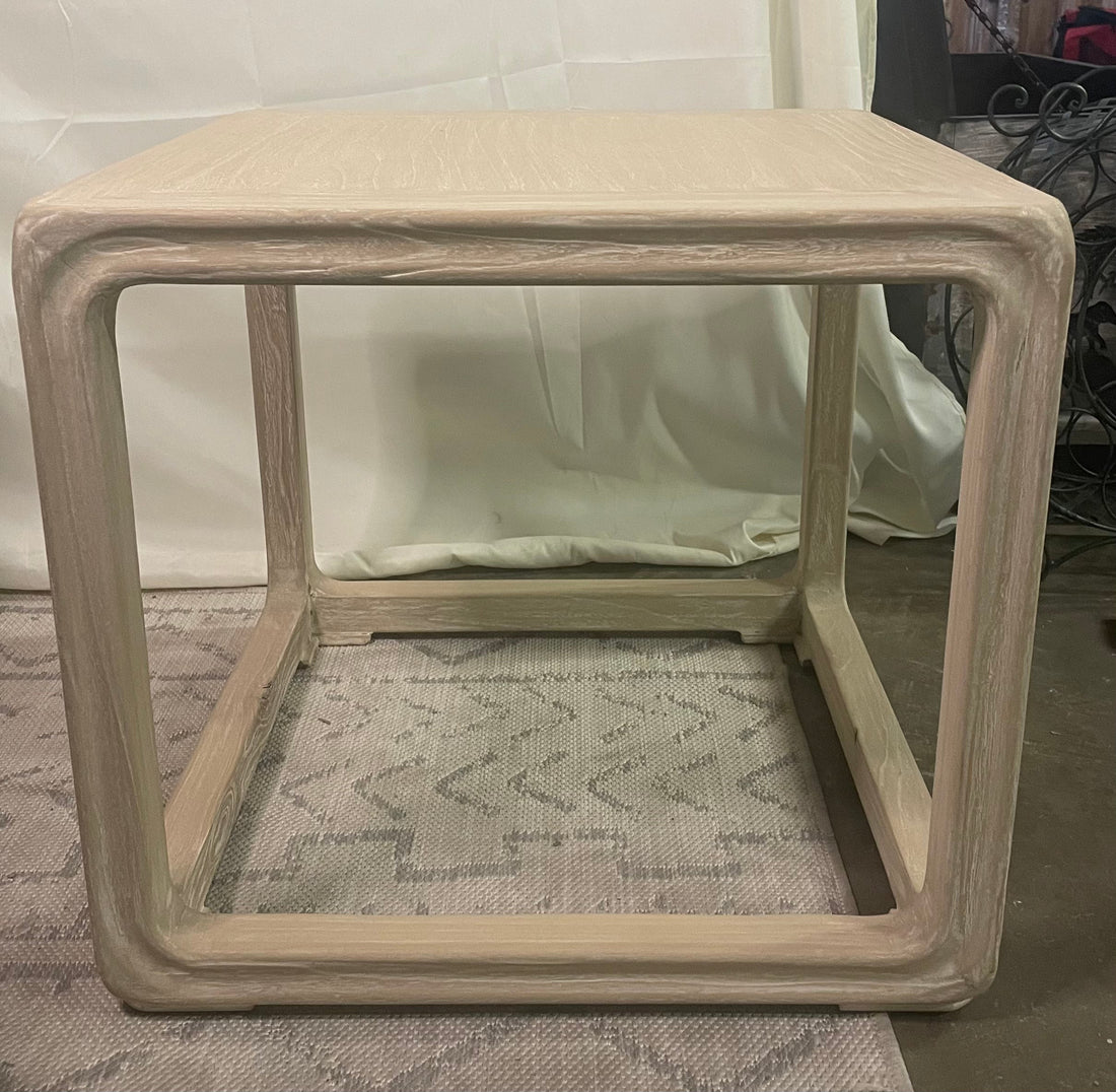 Handmade Square Side Table Weathered whitewash