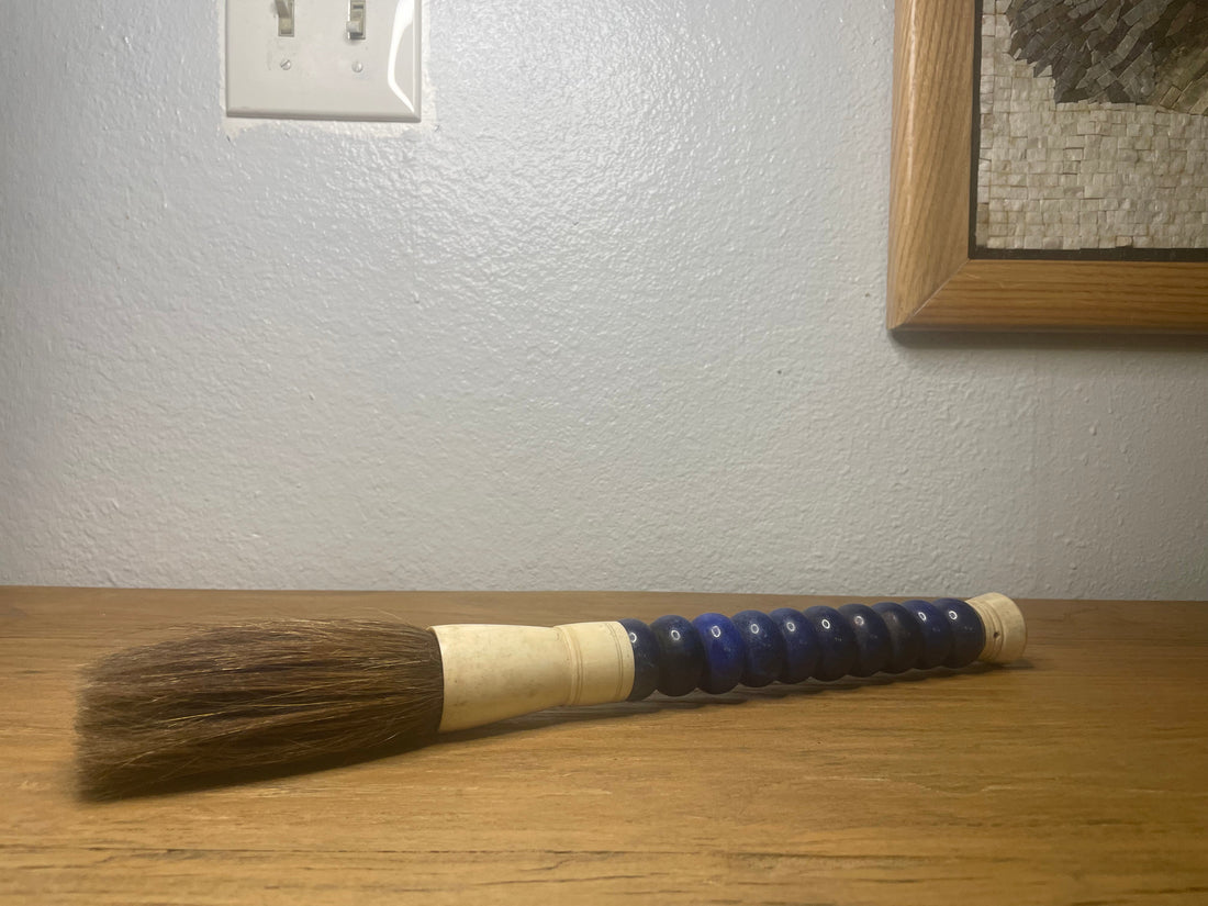 Handmade Dark Blue Jade Abacus Calligraphy Brush