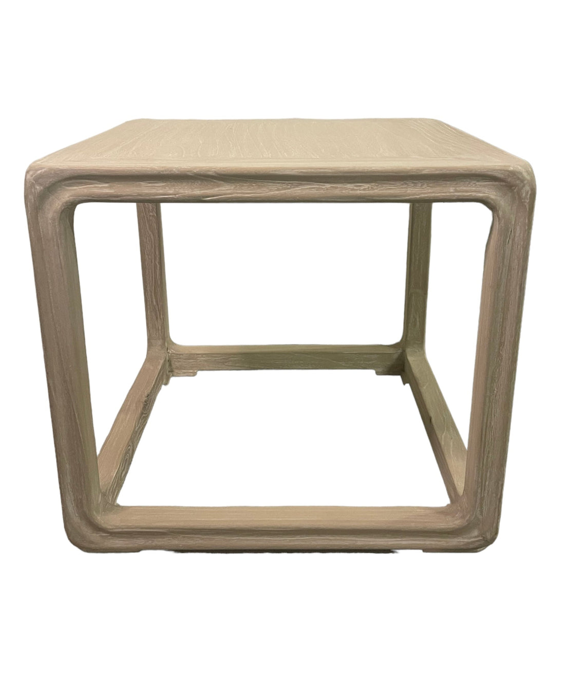 Handmade Square Side Table Weathered whitewash