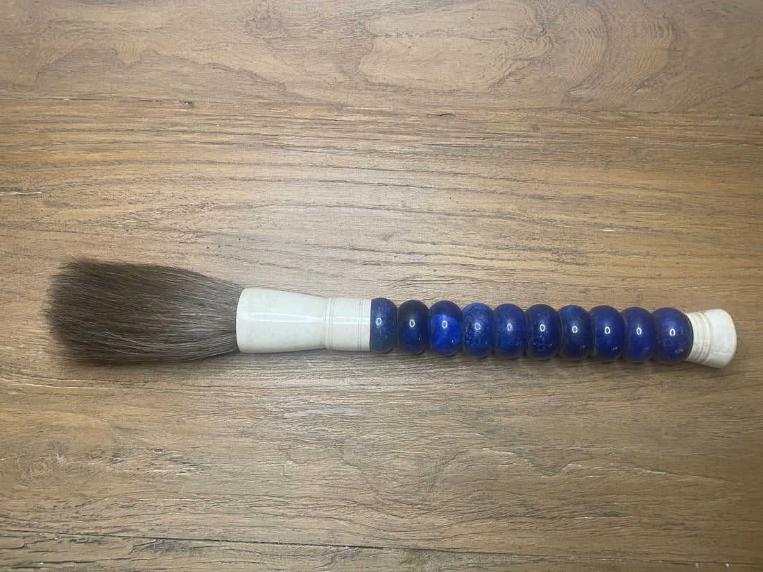 Handmade Dark Blue Jade Abacus Calligraphy Brush