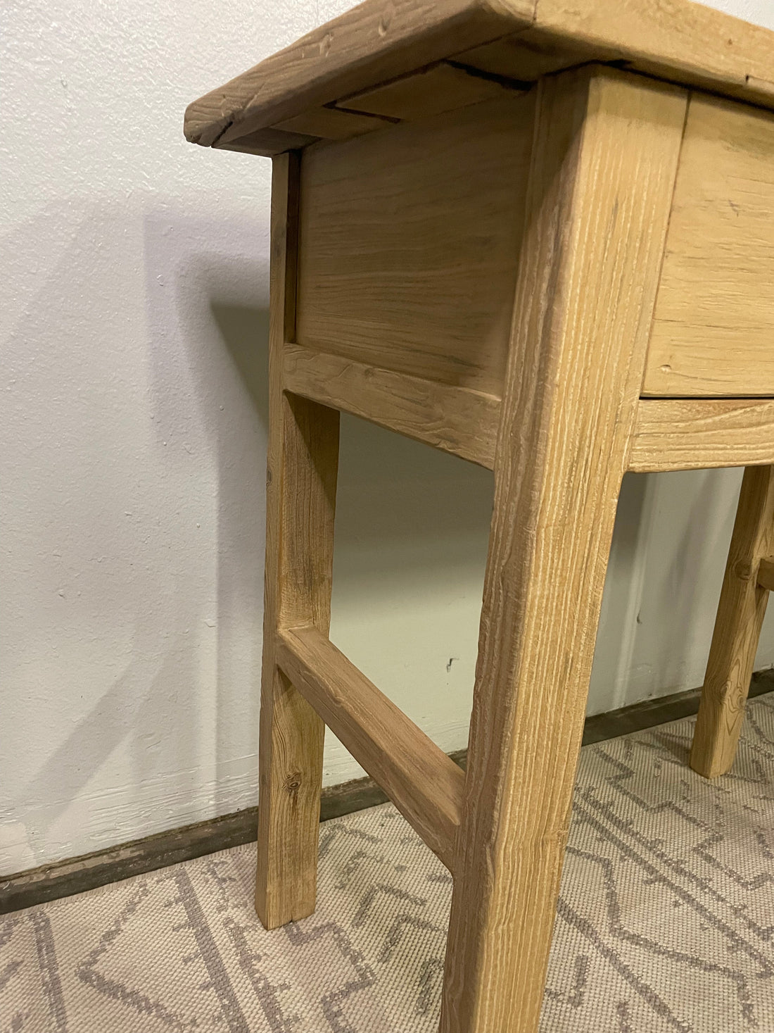 Rustic Elmwood Console with Two Drawers Weathered Natural