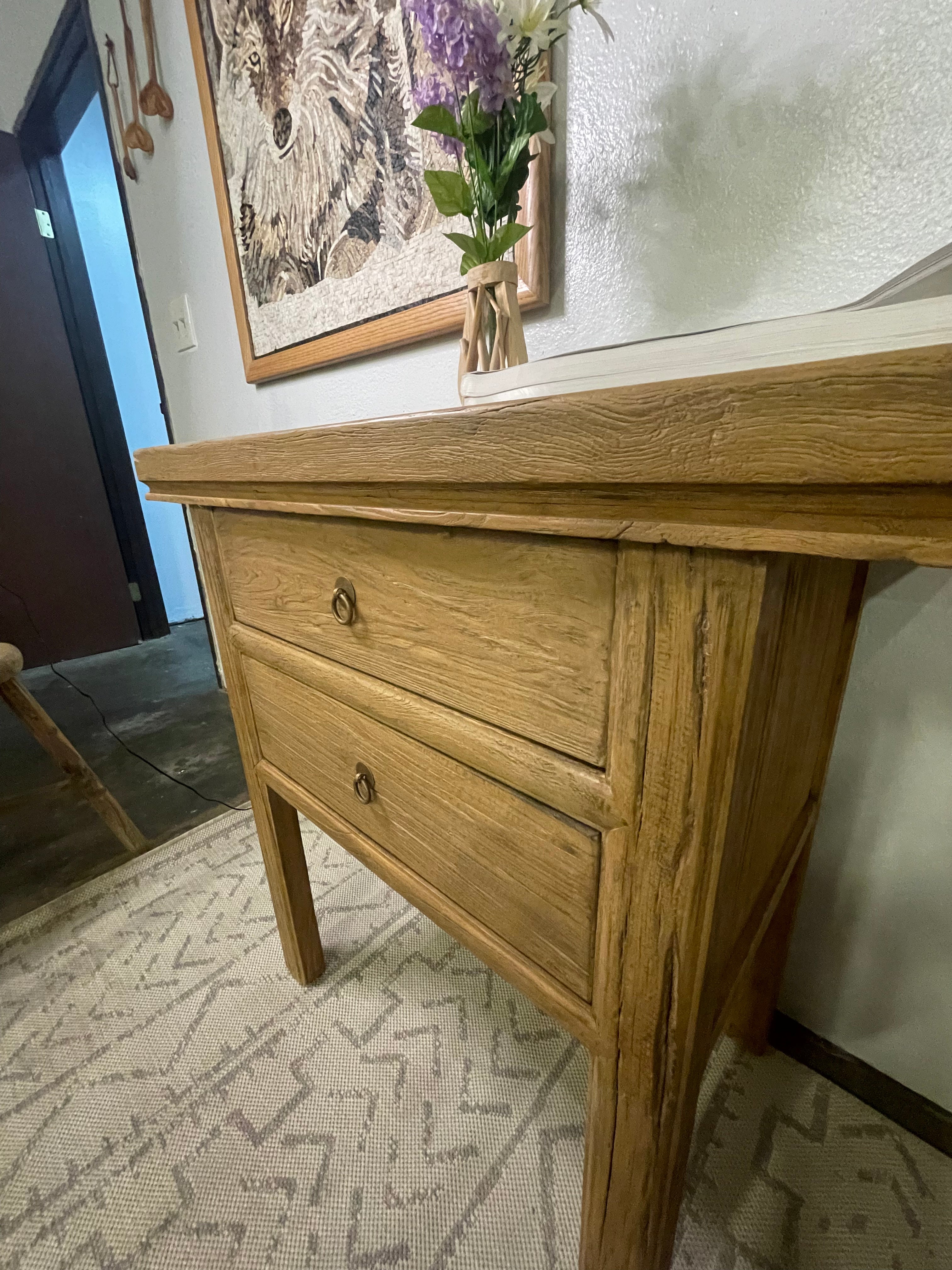 35" Vintage Handmade Two Drawers Console