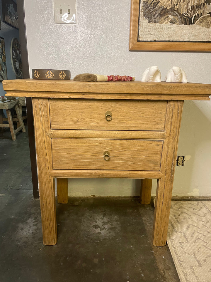 35" Vintage Handmade Two Drawers Console