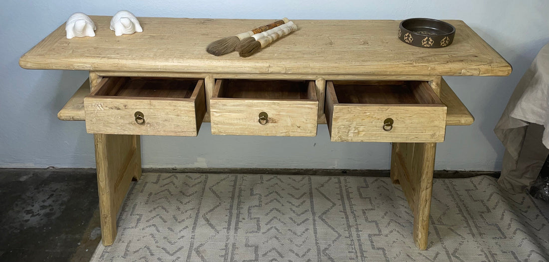 Handmade Vintage Console Table with Three drawers Natural pine (around 5ft )